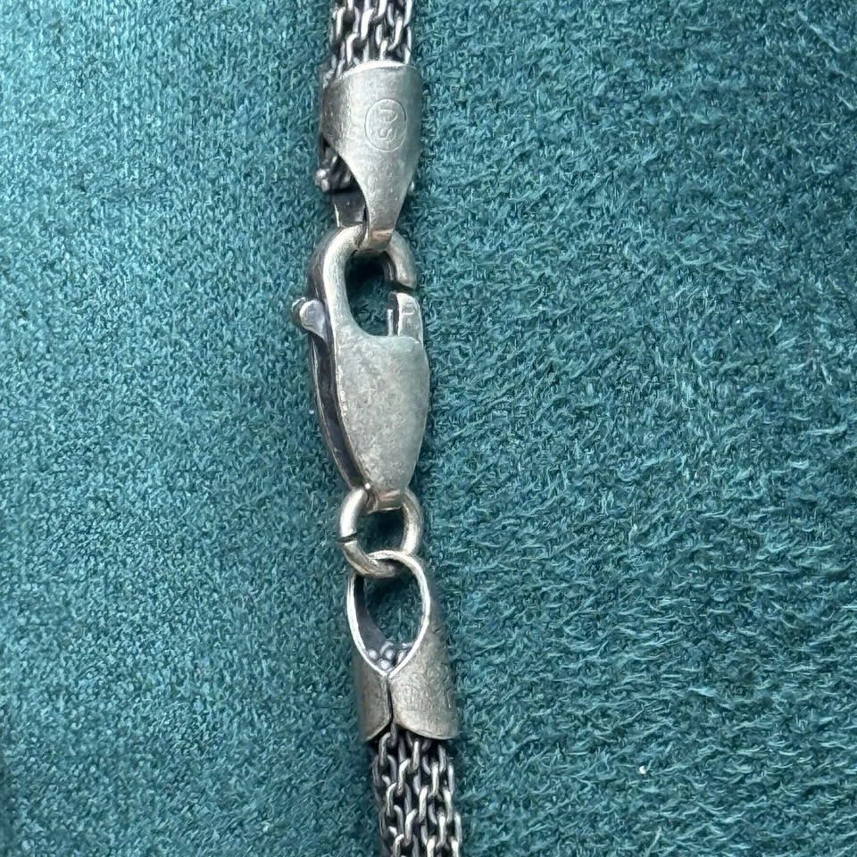 Collar de cadena de malla chapada en rodio de ley 925 Italia 15 g 18 pulgadas 3,8 mm Foto 4 de 4