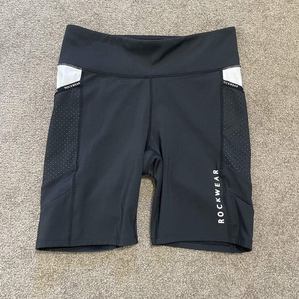 Rockwear Bike Shorts Yoga Gym Running Black High Waist Phone Pockets - Size 10