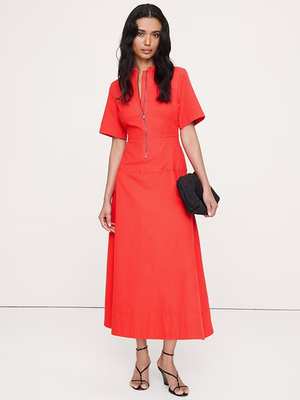 #ad Bananarepublic Cotton Canvas Zip Front Maxi Dress Limited Time $43.99