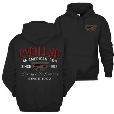 Cadillac Hoodie Classic Black Pullover with Vintage Emblem Luxury Car