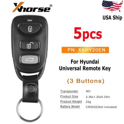 5 x XHORSE XKHY20EN Wired Remote Key 3 Button fit for Hyundai for VVDI Key Tool