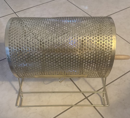 Gold Metal Raffle Ticket Drum Cage Lottery Spinner w Stand