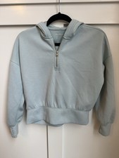 Abercrombie Girls Blue Solid 1/4 Zip Hooded Hoodie Sweatshirt Size 11/12