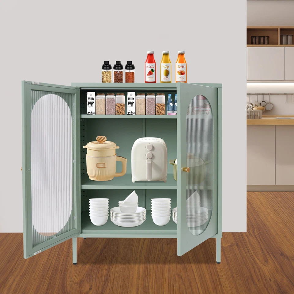 Accent Storage Cabinet with Glass Doors Decorative Cabinet Buffet & Sideboard - Image 2 of 4