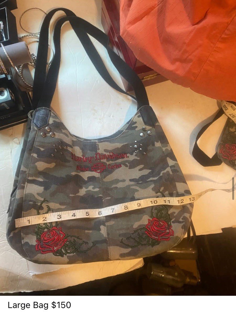 harley davidson ladies vintage camouflaged purse image 9