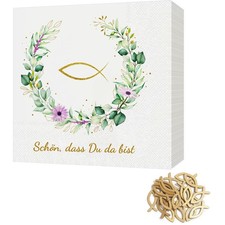 Servietten Fischdekoration Holz Tischdeko Taufe Kommunion Konfirmation festli...