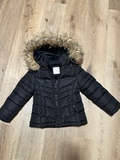 SO Girl  s Black Puffer Jacket with Detachable Faux Fur Hood Trim Size 4/5