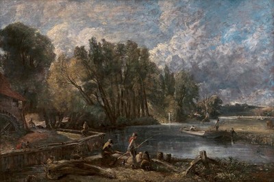 John Constable River Landscape Painting 36x24''   