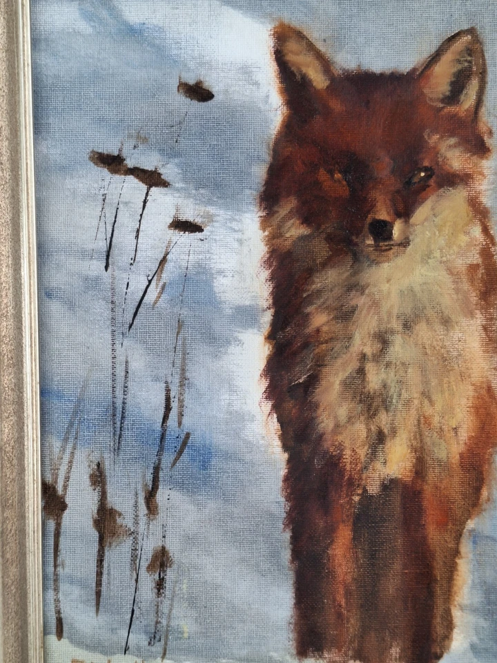 Original Ölgemälde Oil Painting Peinture Fuchs Fox Fine Art Impressionism Rahm  - Bild 3 von 4