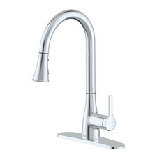 FLOW CHROME SINGLE HANDLE DECK-MOUNT PULL-DOWN KITCHEN FAUCET SPRAYER - CHROME