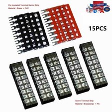 5 Pcs 600V 15A 8P Dual Row Barrier Terminal Block  10 x Terminal Stripes