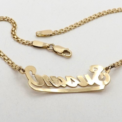 14k Gold Susan Nameplate Anklet Ankle Bracelet Name ID 10in Long - Picture 7 of 8