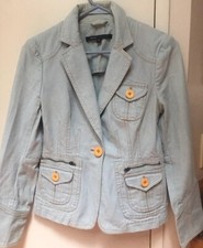 Marc Jacobs Light Blue Denim Cotton Jean Blazer Jacket Size 4