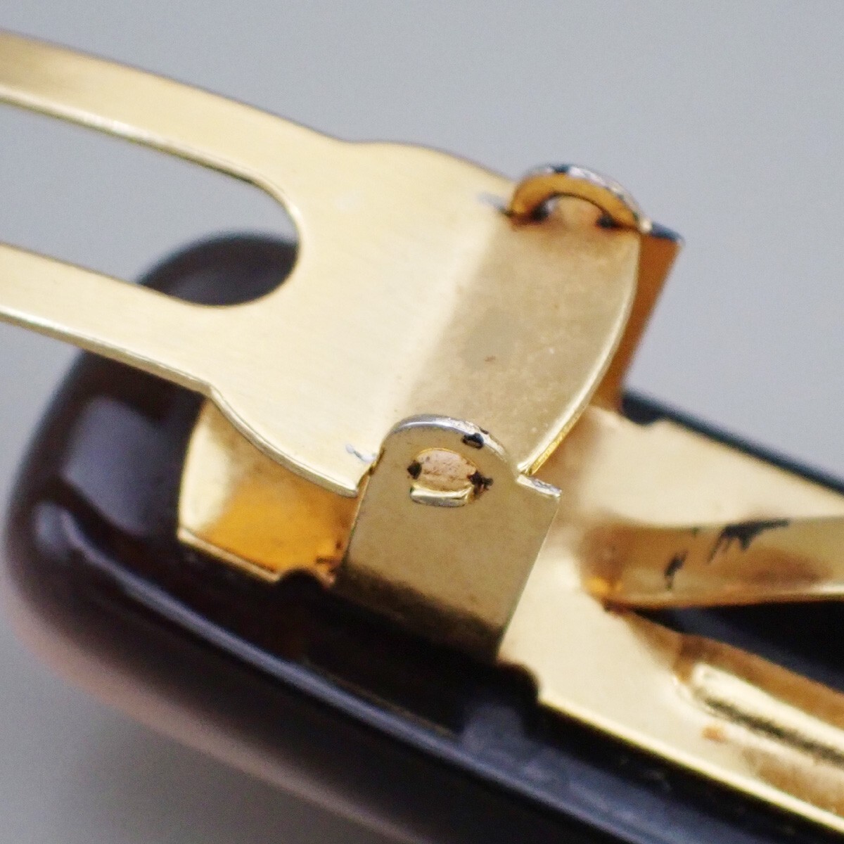 CHANEL Logo Hair Clip Barrette Accessory Black Pink Gold Made in