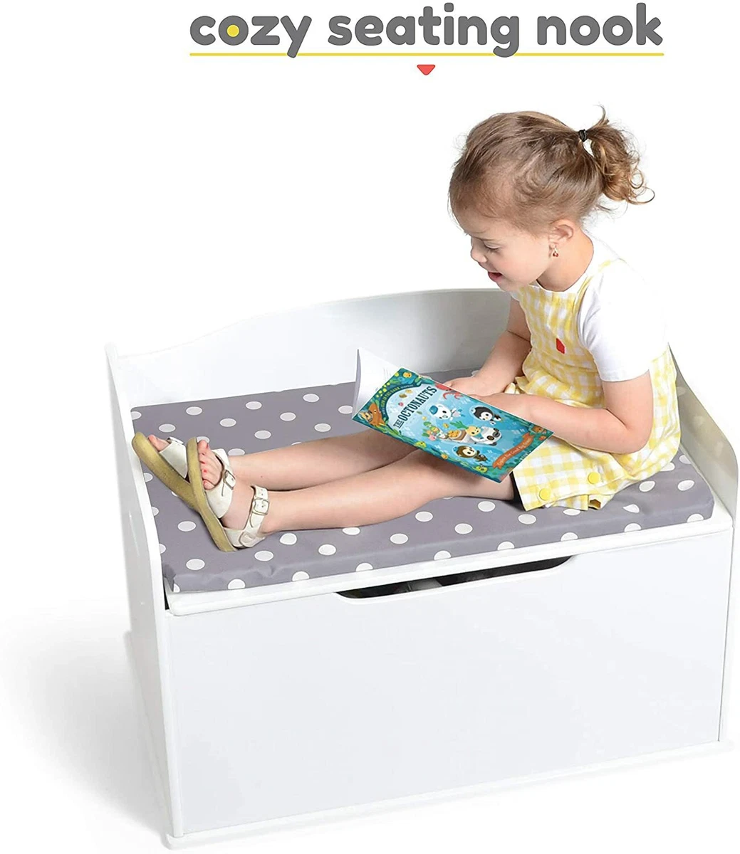 Milliard Wooden Toy Box and Storage Chest with Seating Bench For Kids and Babi
