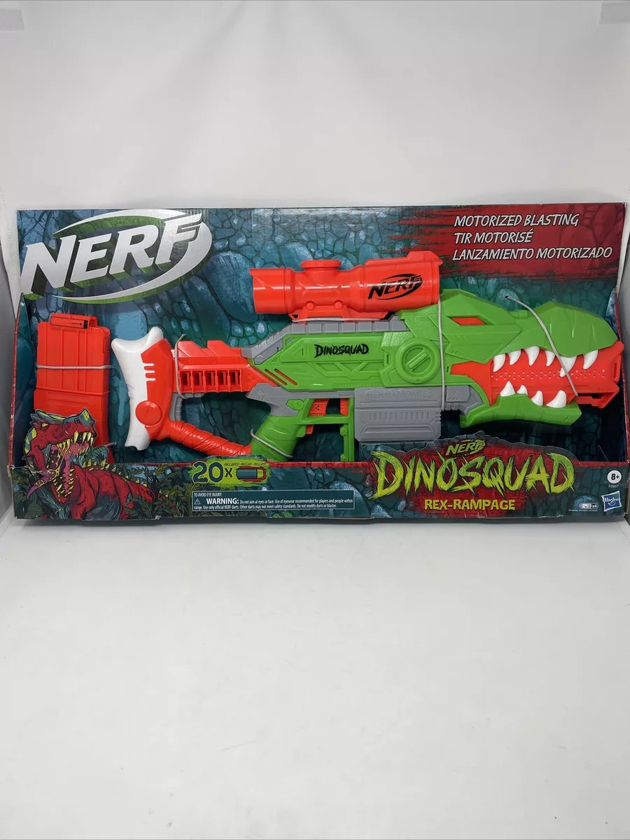 Nerf DinoSquad Rex-Rampage Motorized Dart Blaster, 10-Dart Clip, 20 Nerf  Darts