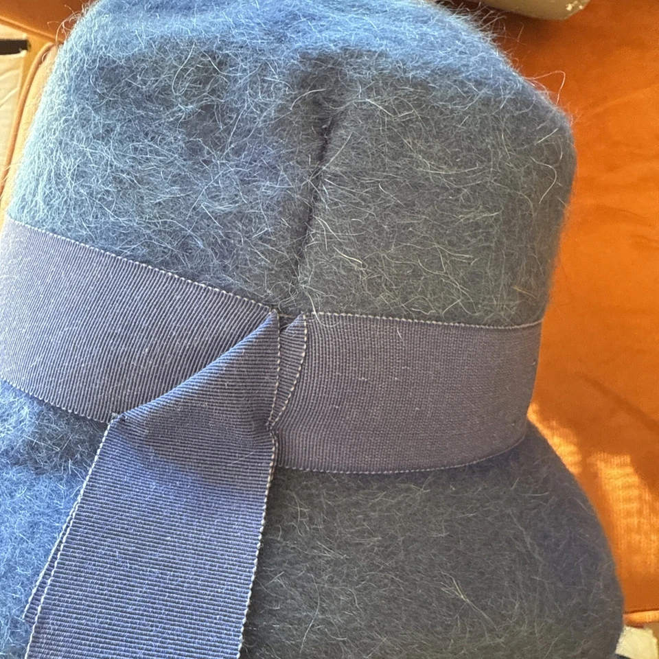 Sombrero Neumann-Elder Fair Field Fielts, azul, lana, arco Cloche Foto 4 de 4