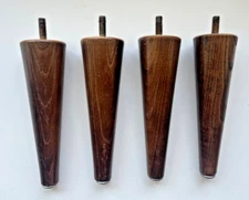 Set of 4 Mid Century Modern 6" MCM Wood Screw On Tapered Furniture Legs