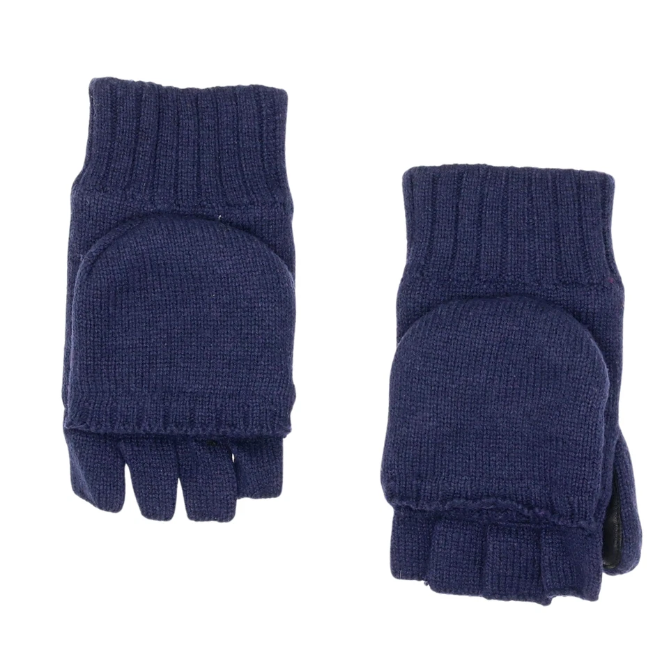 Luvas masculinas UGG L54930 malha azul marinho couro flip-top palma tamanho G/XL - Imagem 2 de 4