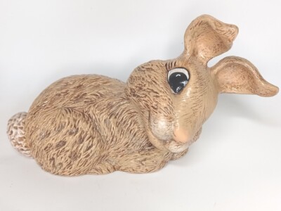 VTG Handmade Handpainted Signed Debs Place Ceramic Mold Rabbit 7.5''