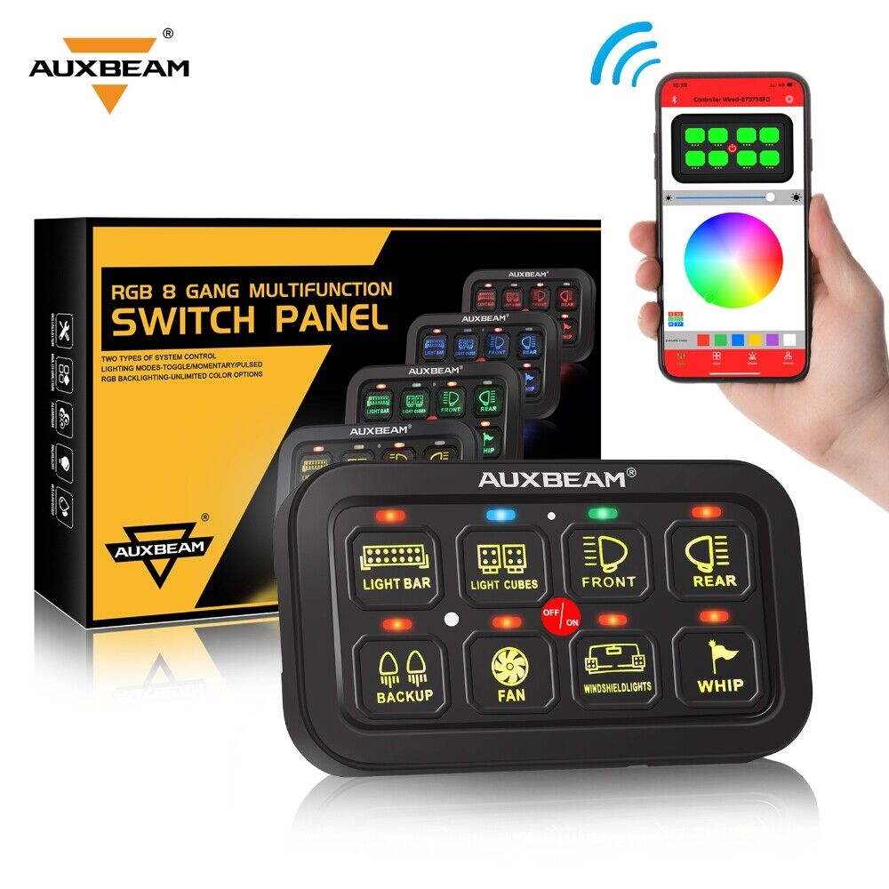 Auxbeam 8ギャングスイッチパネル BA80 コントロールパネルボックス ...