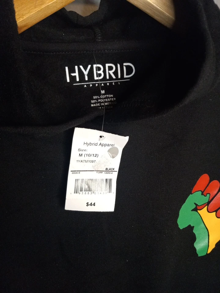 Sudadera con Capucha Pullover Negra Juvenil Talla M (10/12) Puño RBG Rojo Negro Verde Dorado - NUEVA NUEVA CON ETIQUETAS Foto 4 de 4