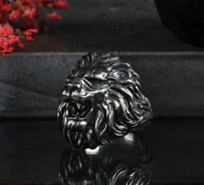 HUGE 925K Sterling Silver Ring For Men - King of the Jungle - Boss Ring