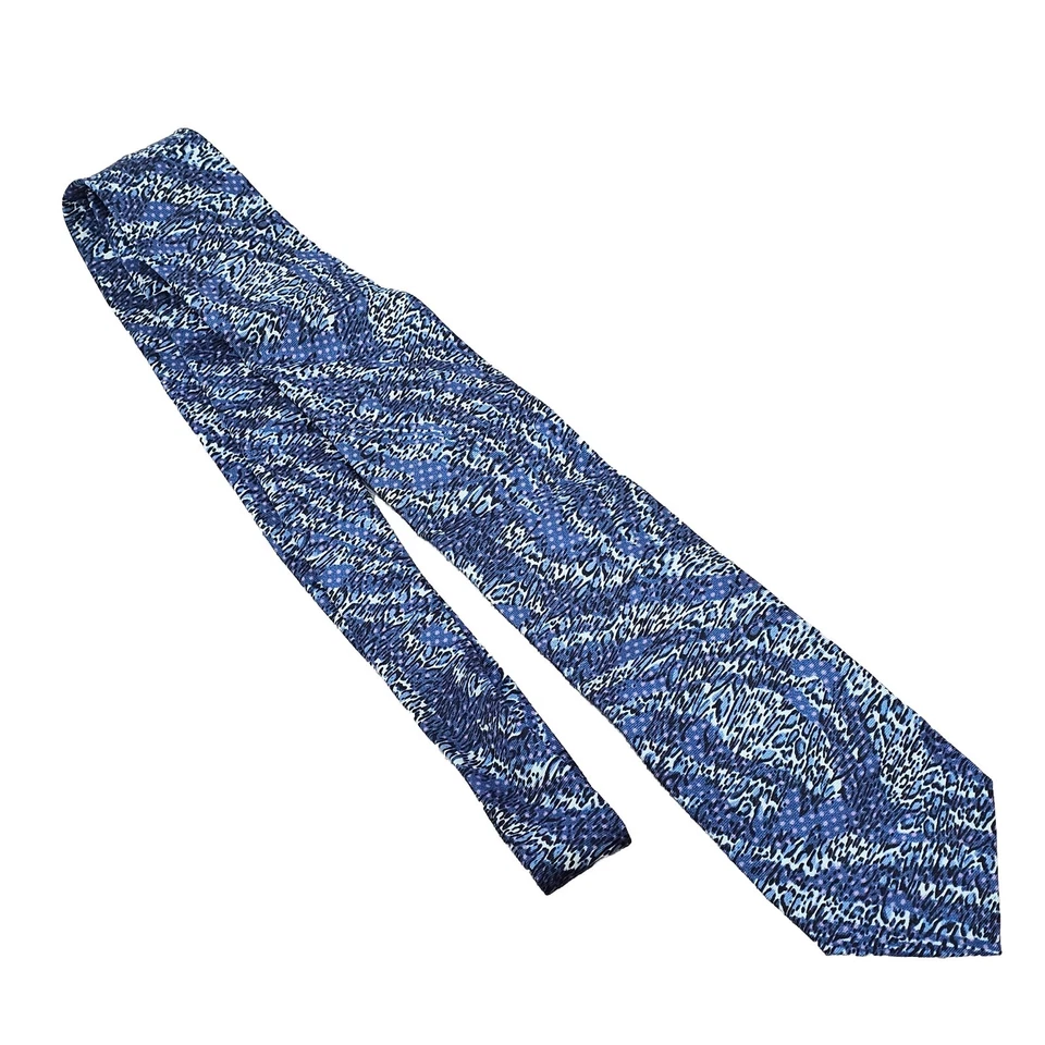 Corbata abstracta ROBERTO CAVALLI para hombre azul mezcla seda ITALIA lujo usada en excelente estado rara Foto 4 de 4