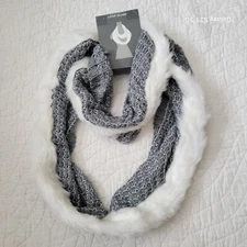 NEW Women's Covington loop winter scarf gray faux fur soft warm cozy NWT