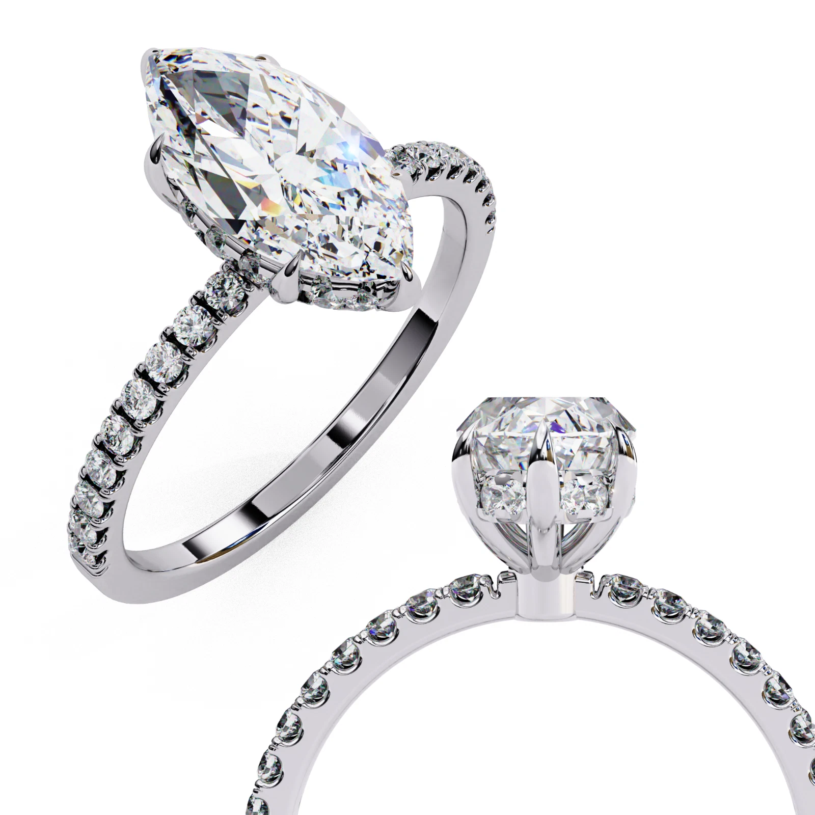 1.56ct IGI Certified Lab Grown Diamond Engagement Ring Marquise Cut 14k Gold image-1