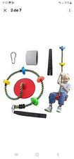 Tree Swing for Kids Backyard Single Disc Rope Climbing Swing Seat for Tree Red