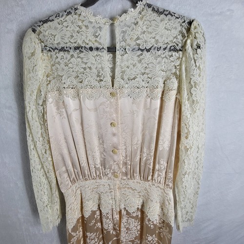 Vintage 80s Jessica McClintock Pink Dress Lace Victorian Whimsical Feminine M/L - Picture 9 of 13