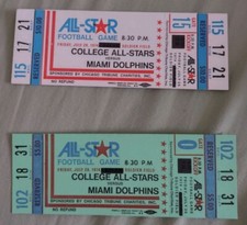 1974 - 2 Tickets - Miami Dolphins Vs Collegiate All-Stars - Unused - L@@K!! 1974 - 2 Tickets - Miami Dolphins Vs Collegiate All-Stars - Unused - L@@K!!