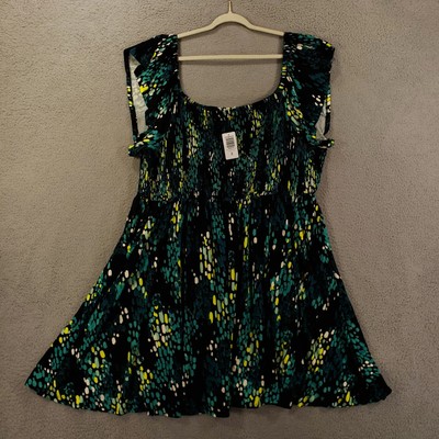 New Torrid 6 Dress Womens 6X Mini Super Soft Abstract Dots Off Shoulder Pockets