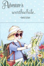 Amelia Earhart-ADVENTURE WORTHWHILE-Handmade Fridge Magnet-w/Mary Engelbreit art