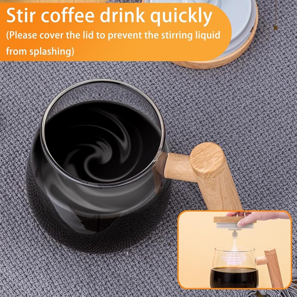 Self Stirring Electric Glass Mug Mixing Cup USB Coffee Tea