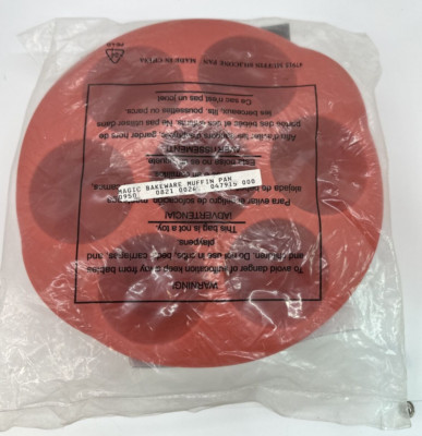 NEW Tupperware Red Round Muffin Pan Silicone Baking Form Magic Bakeware 4836B-1