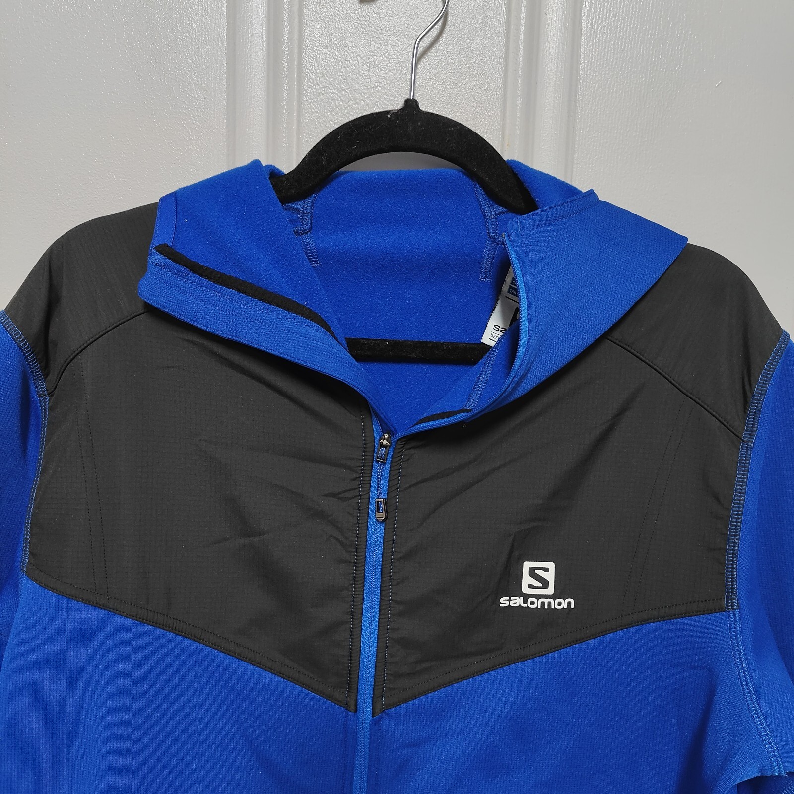 Felpa con cappuccio Salomon Uomo Blu Giacca Taglia Large Tasche