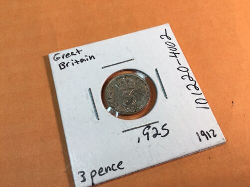 1912-Great Britian-3 Pence 90% Silver Coin-101220-4002 - Picture 1 of 3