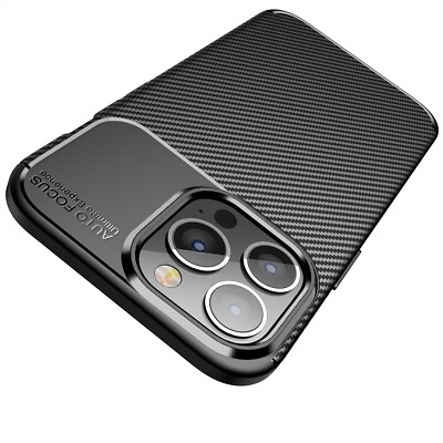 iPhone 14 Pro Hülle Schutzhülle Silikon TPU Slim Case Schwarz Carbon Optik