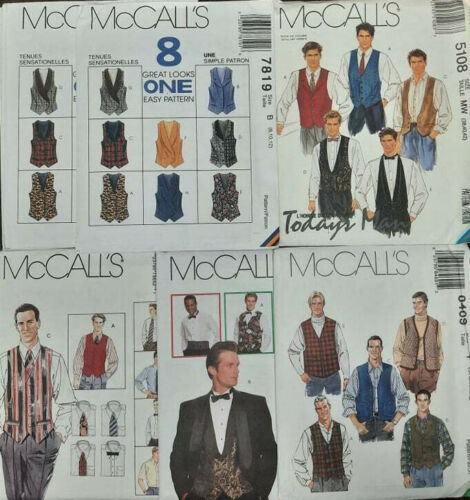 8469 8000 7365 7819 5108 McCalls Mens Vest Patterns Formal Casusal Classic 90s - Afbeelding 1 van 12