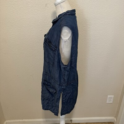 Buffalo David Bitton Women's Blue Tencel Sleeveless Button-Up Tunic/mini  Dress | eBay