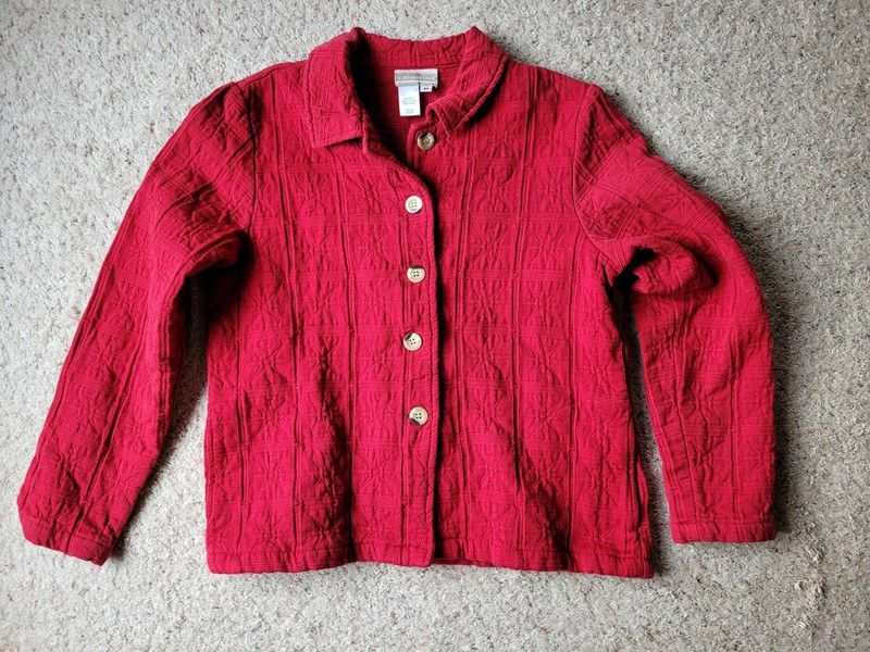 Coldwater Creek Dark Red QUilted Top Jacket  Women's Medium M