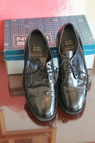 Nunn Bush Vestido Flex Auburn Zapatos de vestir de cuero negro Cordón Up Sz 10M L # 1627 - Imagen 2 de 7
