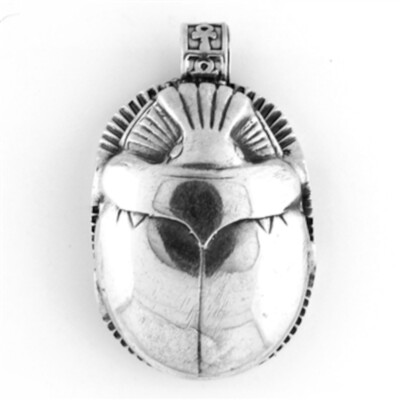 New Handmade Egyptian Sterling Silver 925 Scarab Khepri  Pendant  ( 1'' - 1.7'' )