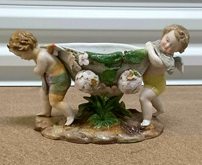 Antique German Meissen Schneeballen Porcelain Centerpiece, 7'' high X 11'' wide.