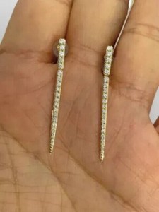 Authentic 1Ct Round Cut Simulated Diamond Drop Women's Earring In 14K Yellow Gold Plated