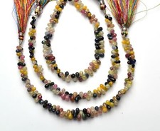 Natural Multi Sapphire Micro Faceted 3x5 to 4x6MM Teardrop Briolettes 75Cts. 7"