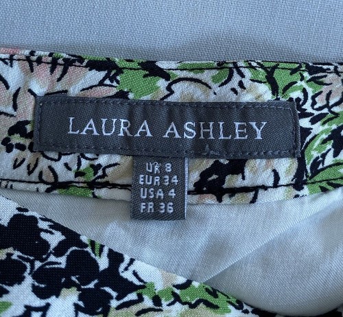 LAURA ASHLEY SKIRT WOMEN SZ 8 SUMMER FLORAL LADIES LINED SIDE ZIP BUTTON DETAIL - Picture 6 of 7