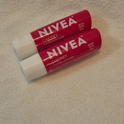 2 NIVEA A KISS OF CHERRY TINTED LIP CARE BALM 0.17 oz DISCONTINUED SEALED